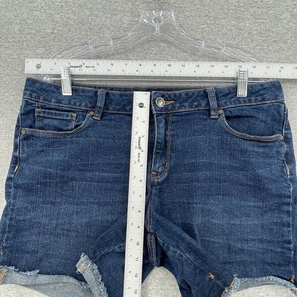 Ana Shorts Womens 12 / 31 Jean Dark Wash Denim Raw Edge Cuffed Stretch Cotton - Picture 6 of 11